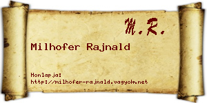 Milhofer Rajnald névjegykártya